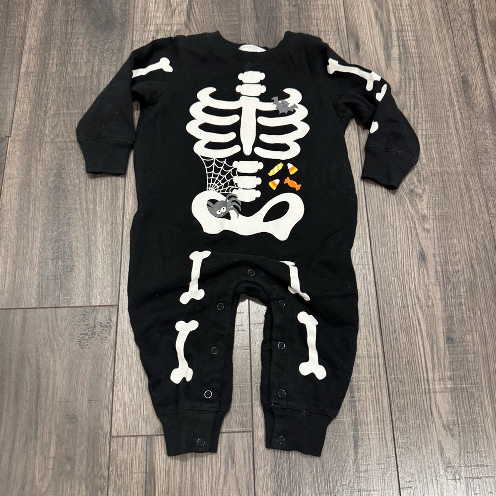 George Black Skeleton Kids One Piece Button